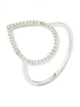 Image of Accessorize Z Pl Sparkle Pear Open Work Ring - Silver, Size S, Women