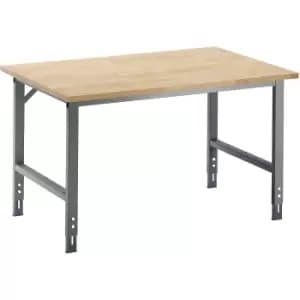 Image of RAU Work table, height adjustable, 760 - 1080 mm, solid beech worktop, WxD 1500 x 800 mm, metallic charcoal