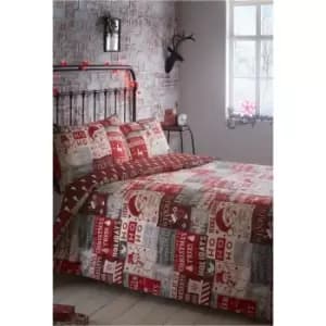 Image of Bedmaker - Ho Ho Ho Christmas Double Duvet Cover Set Bedding Quilt - Multi