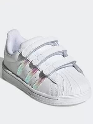 Image of adidas Originals Superstar Shoes, White/White/White, Size 5