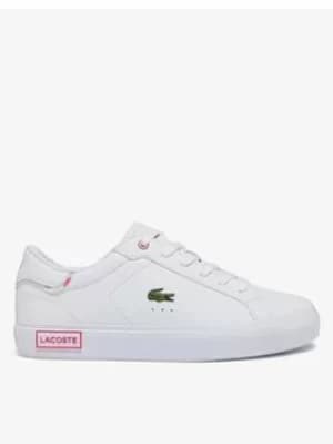 Image of Lacoste POWERCOURT 0722 2 SUJ WHT/PNK, White/Pink, Size 5 Older