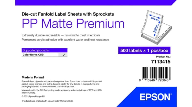 Image of Epson Epson 7113415 printer label White Self-adhesive printer label 7113415