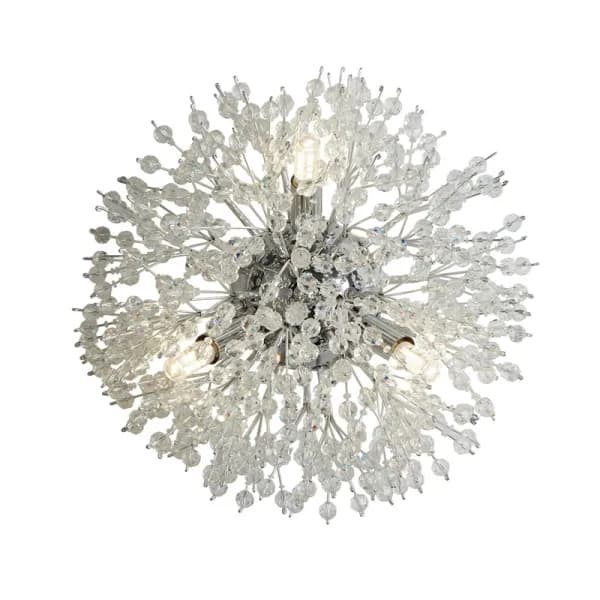 Image of Searchlight Sunburst Glass 3 Light Flush Wall Light - Chrome