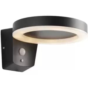 Image of Solar Powered Outdoor Wall Light Photocell & PIR Textured Black & White Diffuser