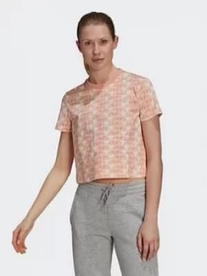 Image of adidas Brand Love Cropped T-Shirt, Purple, Size L, Women