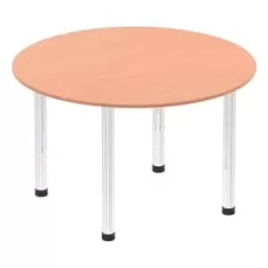 Image of Impulse 1200mm Round Table Beech Top Chrome Post Leg