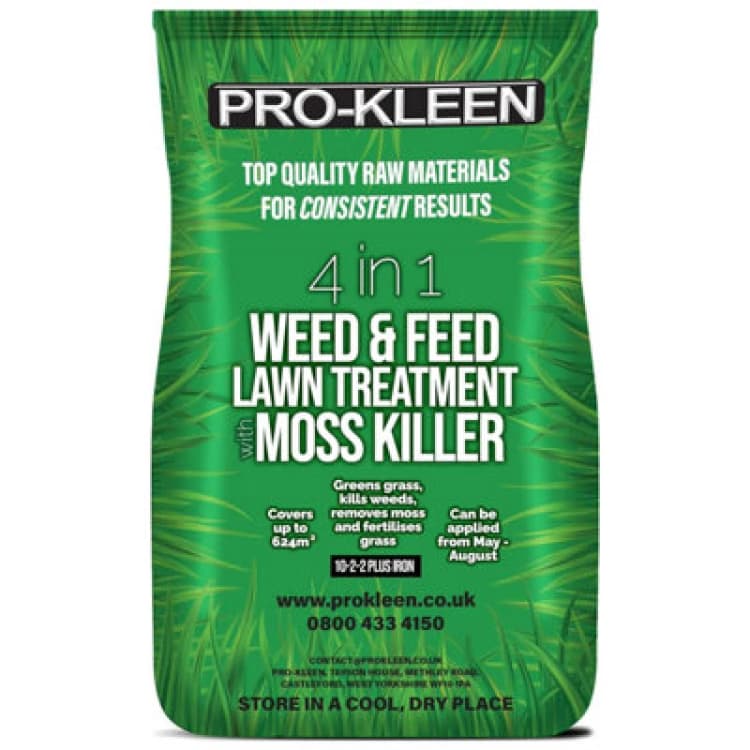 Image of ProKleen 4 in 1 Weed & Lawn Feed Fertiliser NPK Treatment with Moss Killer 20KG Green unisex