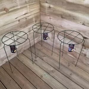 Image of Pack of 3 Tom Chambers Urban Dark Green Metal Herbaceous Garden Plant Support Grow Through Medium 50cm x 30cm