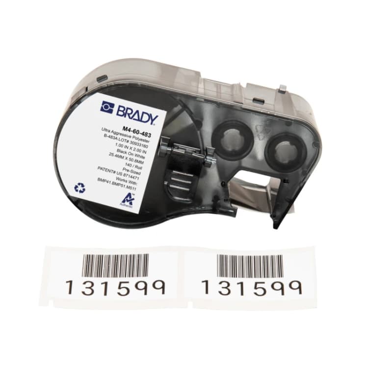 Image of Brady M4-60-483 printer label Black. White Self-adhesive printer label