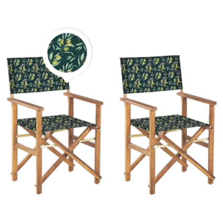 Image of BELIANI Set of 2 Garden Chairs CINE Acacia Wood Dark Green 312222