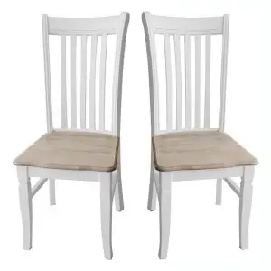 Image of Charles Bentley Shabby Chic Vintage French Style Dining Chairs - Set of 2 White