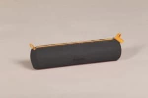 Image of Rhodiarama Round Pencil Case Italian Leatherette Black