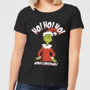 Image of The Grinch Ho Ho Ho Smile Womens Christmas T-Shirt - Black - XXL