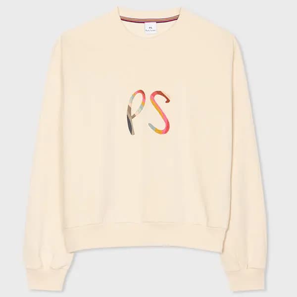 Image of Paul Smith Womens Ecru Cotton 'Spray Swirl' Logo Sweatshirt White