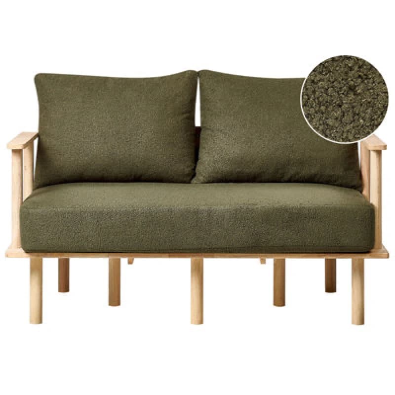 Image of Beliani Sofa 2 Seater Asker Boucle Dark Green