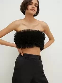 Image of Oasis Frill Mesh Bandeau Top - Black, Size L, Women