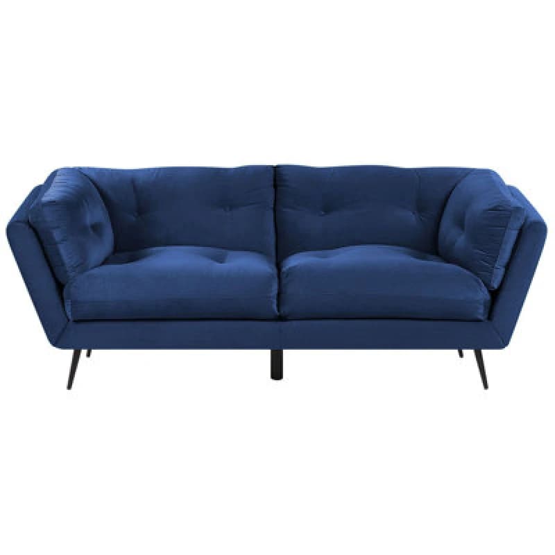 Image of Beliani Sofa 3 Seater Lenvik Velvet Navy Blue