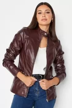 Image of Tall Leather Funnel Neck Jacket