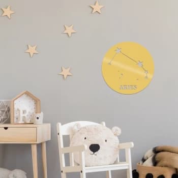 Image of Aries Horoscope - Gold Gold Decorative Metal Wall Accessory