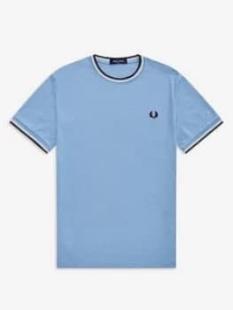 Image of Fred Perry Twin Tipped T-Shirt, Sky, Size L, Men