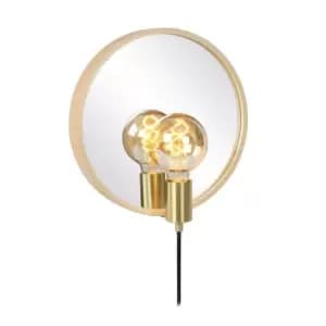 Image of Reflex Scandinavian Round Mirror Light - 1xE27 - Light Wood