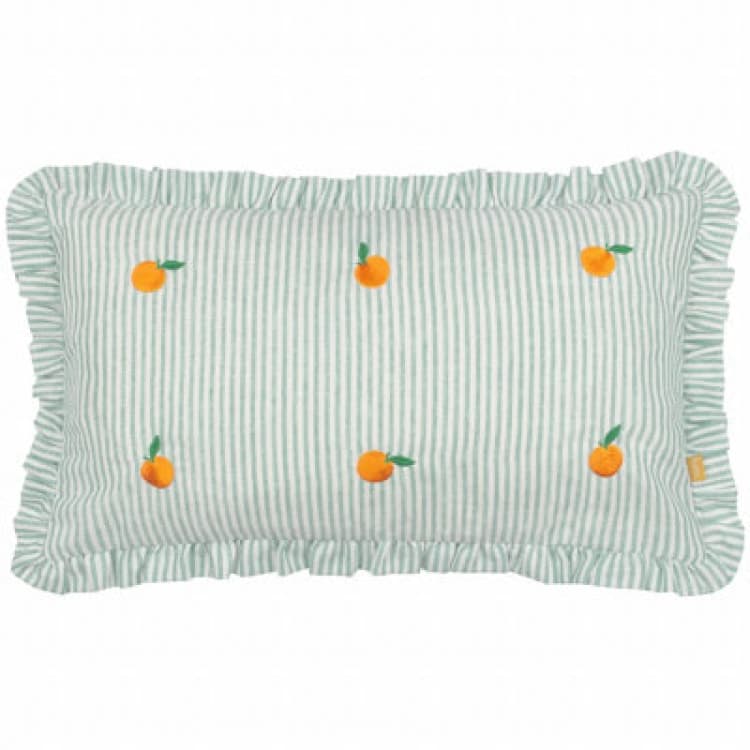 Image of furn. Furn. Les Fruites Embroidered Ruffle Filled Cushion Oranges 30 X 50Cm, Orange 5025532852953.00
