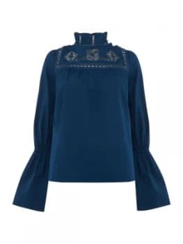 Image of Free People Another Eternity Gathered bell Sleeve Top Blue