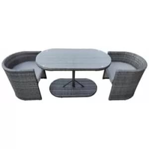 Image of Charles Bentley - St Tropez Rattan Bistro Set - Grey Compact Chat Set for Two - Grey