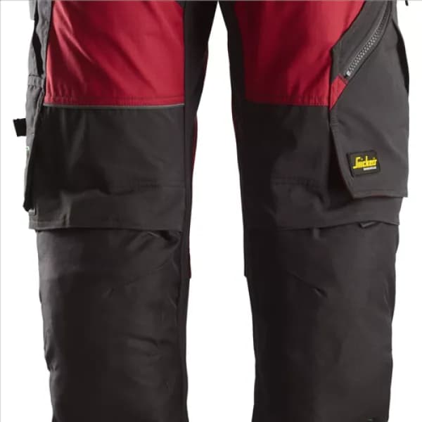 Image of Snickers FlexiWork Work Trousers+ - Chilli Red/Black - 196