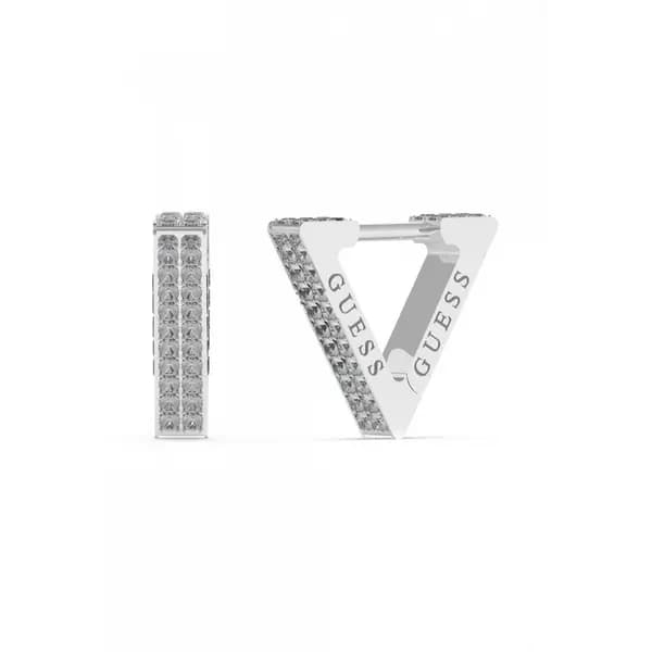 Image of Guess Jewellery Ladies Crazy Silver Crystal Triangle Hoop Earrings UBE