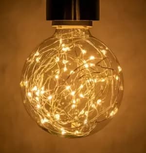 Image of Prolite LED G95 Globe 1.7W E27 Star Effect Funky Filaments Extra Warm White Clear Polycarbonate