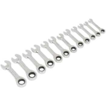 Image of S0633 Stubby Ratchet Combination Spanner Set 12pc Metric - Sealey