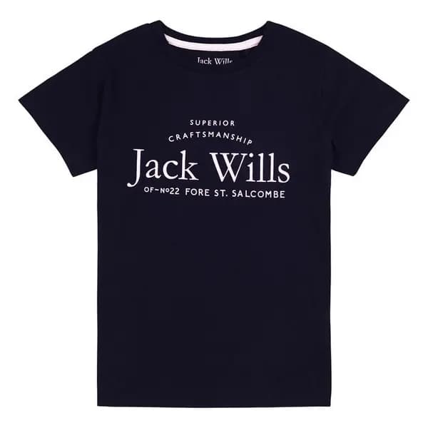 Image of Jack Wills Kids Girls Forstal Script Logo T-Shirt - Blue 15 - 16 Years