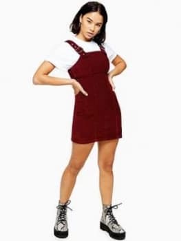 Image of Topshop Petite Corduroy Buckle Dress - Burgundy, Size 8, Women
