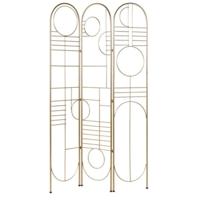 Image of Beliani 3 Panel Room Divider Turania Gold 100 Cm 170 Cm