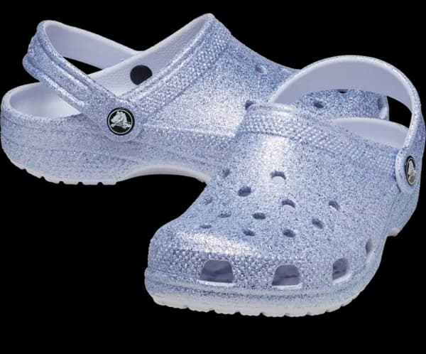 Image of Crocs Kids Classic Lined Glitter Clogs Frosted Glitter J3
