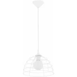 Image of Keter Lighting - Keter Don Wire Frame Pendant Ceiling Light White, 30cm, 1x E27