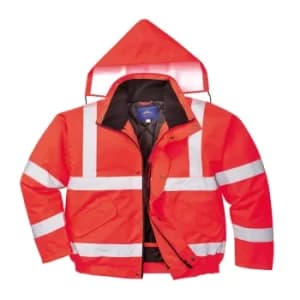 Image of Oxford Weave 300D Class 3 Hi Vis Bomber Jacket Red 2XL