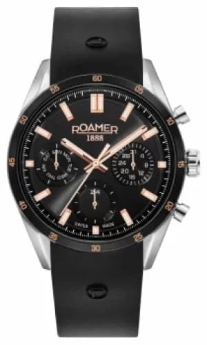 Image of Roamer Superior Multifunction Black Dial Leather Strap Watch