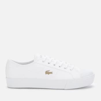 Image of Lacoste Womens Ziane Plus Grand Leather Flatform Trainers - White/White - UK 3