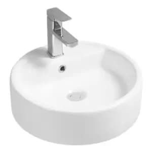 Image of Thick-Edge Ceramic All-in-One Countertop Basin - size - color White - White