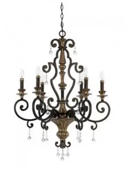Image of 6 Light Chandelier Antique Bronze Finish, E14