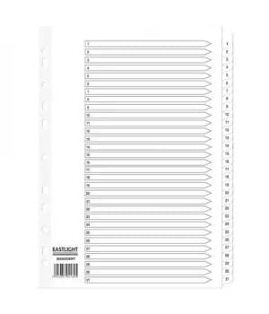 Image of ValueX Index 1-31 A4 Mylar Tabs White