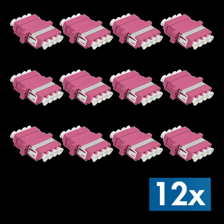 Image of LogiLink Fiber Adapter LC Quad. 12 pieces. with flange. violet