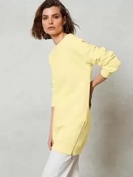 Image of Mint Velvet Yellow Zip Long Sweatshirt, Yellow, Size L, Women