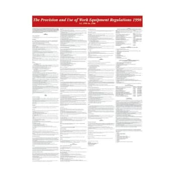 Image of The Puwer Regulations 1998 Rigid PVC Wall Guide - 450 X 590MM - Sitesafe