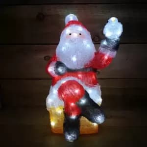 Image of 39cm Festive Acrylic Lit Sitting Santa Bird Outdoor Christmas Decoration 40 LED