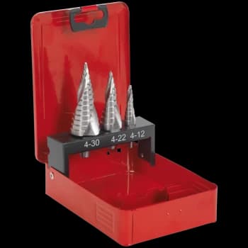 Image of Sealey 3 Piece Spiral Fluted M2 HSS Step Drill Set