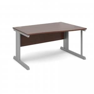 Image of Vivo Right Hand Wave Desk 1400mm - Silver Frame Walnut Top
