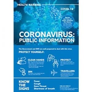 Image of Health & Safety Poster Corona Virus: Public Health Plastic 19.7 x 42 cm